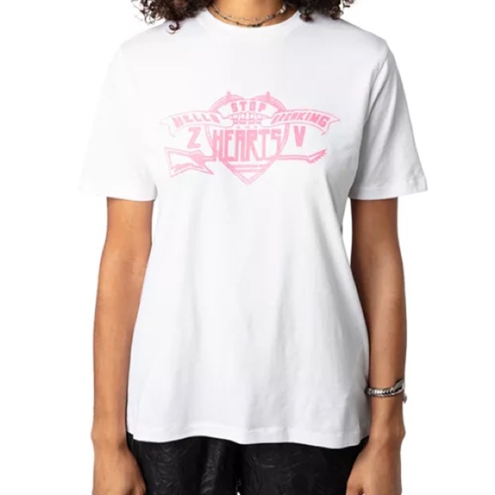 NWT Zadig & Voltaire Hello Stop Breaking Hearts Oversized Tee XS